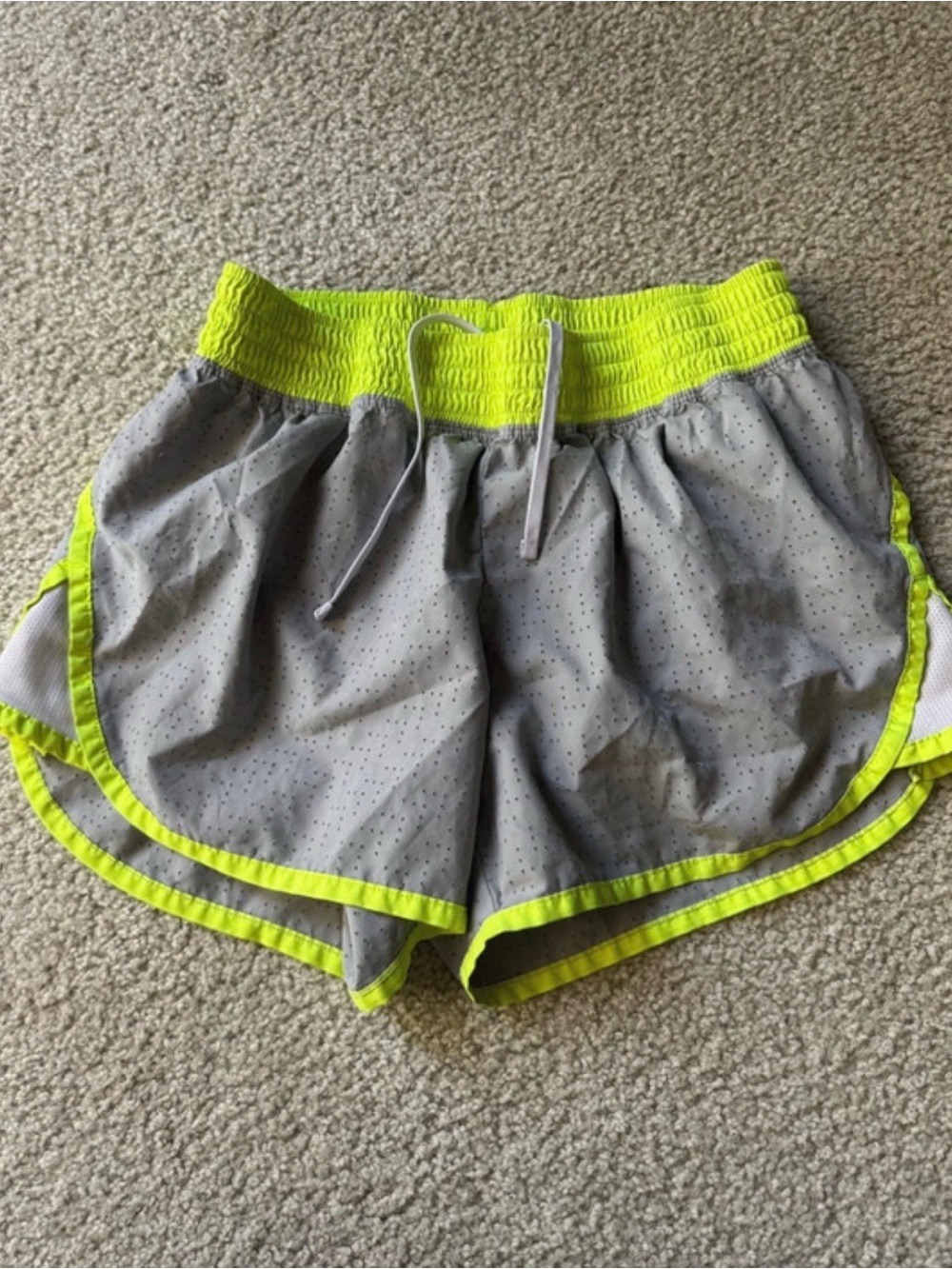 Champion Gray Athletic Shorts with Neon Yellow Trim